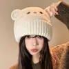 Bonito gorro de punto con orejas de gatito para mujer, cálido y protector para las orejas para otoño e invierno, versátil y estiliza el rostro, un gorro de moda