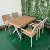 Silla de comedor de madera plástica para exterior, patio, villa, ocio, mesa de centro, balcón, silla de ratán impermeable roja de internet, combinación de mesa y silla para jardín exterior