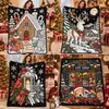 Manta de Graffiti Navideña de Venta Caliente Transfronteriza Manta con Pintura de Papá Noel Manta de Doble Capa Engrosada de Franela y Forro Polar DIY