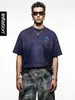 Ropa para Hombre Jie Zhan Camiseta de Correr con Frutas 2026 Verano Nueva Marca de Moda Urbana Estampado de Letras Vintage Degradado Manga Corta