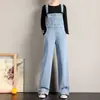Overol de Mezclilla Estilo HyunA Versión Coreana para Mujer Holgado Nuevo Estilo Primavera/Otoño 2026 Celebridad de Internet Reductor de Edad Adelgazante Pantalones de Pierna Recta Pierna Ancha