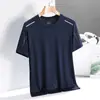 Fabricante Original Camiseta de Manga Corta de Seda Helada para Hombre Verano Color Puro 2024 Alta Elasticidad Secado Rápido Deportiva Casual de Media Manga
