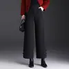 Pantalones de Pana de Lana Rectos de Pierna Ancha para Mujer 2026 Otoño/Invierno Nuevos de Cintura Alta Adelgazantes Cortos de Moda Estilo Nacional Casual