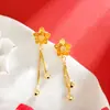 Brincos de Lótus Estilo Chinês para Mulheres, Brincos de Florais Vintage, Design Imitando Ouro com Ouro de Areia Estilo Antigo, Populares no Xiaohongshu