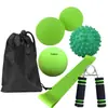 Pelota de fascia para yoga de seis piezas de silicona de una pieza dureza de la pelota Pelota con púas Un agarre de esponja anillo elástico de látex