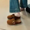 Estilo Old Money Clogs de Cuero Suave Birkenmuller Suela Suave Antideslizante Slip-On Marrón Retro Versátil Para Ir al Trabajo Persona Perezosa Punta Cerrada Medio Zapato