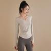 Roupas de yoga de alta qualidade com bojo feminino para outono e inverno, manga longa, traje esportivo para corrida, Pilates, treino, top fitness