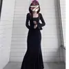 Atmósfera Estilo Coreano Principios de Otoño Ropa Popular para Mujer 2025 Nuevo Paso a Paso Vestido de Cola de Pescado Negro Loto Falda Larga