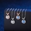 Ocho Corazones y Ocho Flechas Elegante Cadena para Clavícula Collar de Plata Esterlina s925 para Mujer Estilo Coreano Nicho Diamante Asta Zafiro Colgante