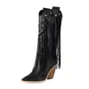 Botas Callejeras Puntiagudas Remaches Lentejuelas 40 Europeo y Americano Tiro 48 Moda de Comercio Exterior Borla Botas de Talla Grande Botas de Mujer Botas de Tacón Alto Grueso