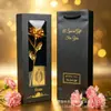 Regalo del Día de la Madre ramo de rosas en una caja de regalo con ventana, Regalo del Día del Maestro, Regalo creativo de rosa con papel de oro para el Día de San Valentín