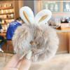 Invierno felpa orejas de conejo lazo para el cabello goma elástica diadema tocado adulto linda niña corazón felpa cuerda para el cabello pequeña joyería