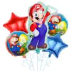 Globo de Película de Aluminio de Mario Transfronterizo Forma de Mario Tema de Mario Cumpleaños Juego Juguete Diseño Decoración de Fiesta Aluminio