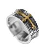 Anillo Abierto Cruz Taikoo Personalizado Retro Moda Trendy Europeo y Americano Plateado Ajustable Anillo para Hombre Joyería Plateada