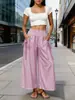 Ropa de Mujer de Comercio Exterior Transfronteriza Europea y Americana Amazon TEMU Wish Shein Pantalones de Pierna Ancha Elásticos con Bolsillo de Cordón Pantalones Cortos
