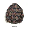 Estilo Harajuku Dibujo Lineal y Floral Camisa Floral de Manga Larga Estilo Hong Kong Retro Estilo Japonés Unisex Fresca Otoño