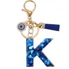 Llavero de Moda Azul Real de Venta Caliente Transfronteriza con Letra Inglesa Ojo del Diablo Borla Decoración de Bolso Colgante Joyería Regalo