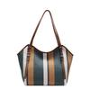 Bolso de Mano de Lona Rayada para Mujer, Bolso Tote Ligero de Gran Capacidad Casual, Bolso de Hombro Rayado de Moda Versátil
