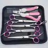 Tijeras de Belleza Transfronterizas Tijeras para Aseo de Mascotas Peluquería Perro Set de Herramientas para Cortar Pelo Curvo Tijeras de Diente Plano para Recortar Pelo