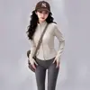 Conjunto de Dos Piezas para Mujer de Primavera y Otoño para Fitness Yoga, Top de Manga Larga con Cremallera y Cuello Alto, Pantalones de Yoga Ajustados de Cintura Alta, Conjunto Deportivo para Mujer