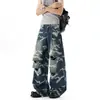 Jeans Rotos de la Calle Principal Americana para Hombres y Mujeres, Pantalones Camuflados de Diseño Retro de Verano, Pantalones Largos Holgados Tipo Cimitarra de Marca de Moda