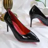 Zapatos de tacón alto negros con suela roja, tacones de aguja para mujer, colección nueva primavera/otoño 2026, punta fina de charol, sexys, profesionales y aptos para el trabajo