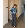 Chaqueta de Mezclilla Vintage, Nueva Otoño 2025 Estilo Coreano Moderna Cuello Solapa Holgada Casual Lavada, Azul