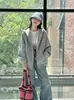 Sudadera Retro Americana High Street para Mujer Primavera Otoño Oversize Color Sólido Delgada con Capucha Estilo Perezoso Cárdigan