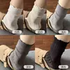 Calcetines de malla hueca de color liso con borde festoneado para mujer, calcetines de media pantorrilla, calcetines de algodón de moda, calcetines largos finos de estilo ballet para verano para mujer