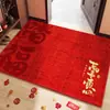 Novo capacho festivo estilo chinês para uso doméstico, adequado para entradas e corredores, antiderrapante, resistente ao desgaste, vermelho, com tema de Ano Novo, resistente a manchas e fornece isolamento