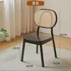Cadeira Ventilador de Rattan Estilo Mid-Century Nórdico Cadeira de Jantar de Madeira Maciça para Casa Cadeira de Escritório Restaurante Japonês Estilo Wabi-Sabi Pousada Cadeira de Rattan