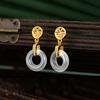 Pendientes de Plata de Ley S925 con Hebilla de Paz y el Carácter '' para Mujer, Nuevo Estilo Chino, Estilo Nacional de Alta Gama, Pendientes de Calcedonia Natural, Venta al por Mayor de Joyería