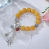 Pulsera Nueva Estilo Chino Imitación Cera de Abeja Femenina Ágata Gato de la Suerte Loto Colgante Pulsera de Cuentas Atracciones Turísticas Pulsera Más Vendida