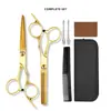 Suministra Tijeras Planas de Color Dorado de Alta Calidad de 6 Pulgadas Tipo Dividido, Tijeras Adelgazadoras, Tijeras para Cortar el Cabello, Tijeras para Flequillo y Juego de Tijeras