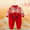 Macacão Infantil Estilo Chinês Outono e Inverno À Prova de Sujeira Impermeável Babador Saia Balde de Arroz Roupas de Saudação de Ano Novo para Bebês Meninos e Meninas