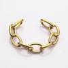 Pulsera de Cadena Ancha Chapada en Cobre de Alta Retención de Color con Oro Brillante de 18K, Diseño Abierto, Sensación Exagerada y de Alta Gama, Joyería Europea, Americana y Coreana al por Mayor