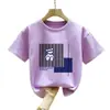 Camiseta de Manga Corta de Algodón Puro para Niñas, Nuevo Estilo de Verano para Niñas, Ropa Popular de Verano para Niños, Top Holgado de Manga Media Estilo Coreano de Moda t
