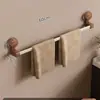 Ventosa Nogal Toallero Perchero de Almacenamiento Montado en la Pared para Baño sin Perforaciones Barra para Colgar Toallas Toallero de Baño
