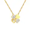 Collar Colgante de Cuatro Hojas de Trébol con Diamantes Goteo de Aceite Europeo y Americano Moda Cadena para Clavícula de Acero Inoxidable de Alta Gama Venta al por Mayor
