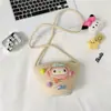 Bolsa Cruzada de Dibujos Animados Nueva Estilo Japonés Lindo Bolso de Mano Bolso de Hombro Tejido para Mujer y Niños Color Caramelo Bolsa de Viaje