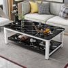 Mesa de Centro para Sala de Estar de Apartamento para Alugar, Mesa de Centro Pequena de Madeira Maciça com Armazenamento de Camada Dupla, Estilo Nórdico