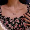 Conjunto de três peças de joias com laço de zircônia e laço de amor da moda AliExpress Novo anel de amor rosa Brincos Colar