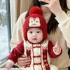 Gorro Rojo para Bebé Otoño e Invierno Cálido Engrosado Tejido Suéter Gorro Niño y Niña Bebé Festivo de Año Nuevo Gorro de Lana