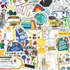 50 Peças de Material Escolar Adesivos de Grafite Desenho Animado Decoração de Caderno iPad Adesivos Criativos à Prova d'Água Atacado