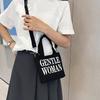 Bolso Grande de Lona con Estampado de Alfabeto de Dibujos Animados, Bolso de Mano/Hombro con Texto, para Viajero