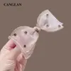 Goma para el pelo con lazo de organza, estilo dulce y fresco, elástico para moño con pedrería, accesorio para el pelo de niña lindo