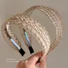 Faixa de Cabelo Tecida de Linho com Temperamento Super Fada Boêmia Prendedor de Cabelo Vazado Largo para Mulheres Elástico de Cabelo com Furo para Cabelo Acessórios de Cabelo