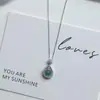 Jinhongyu Prata Esterlina 925 Completa em Diamante Pingente Gota d'Água Calcedônia Colar Feminino Cool High-End Elegante Corrente de Clavícula Pingente de Nicho