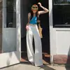 Jeans Laranja Infantil Cor Sólida Estilo Casual Preguiçoso Perna Larga para Mulheres, Caimento Solto, Emagrecedor, Valoriza a Silhueta, Moderno, Versátil Calça Reta.