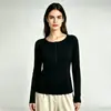Nueva camisa básica de otoño para mujer con cuello henley de manga larga, corte ajustado, prenda interior clásica, alta elasticidad, top cómodo, venta al por mayor